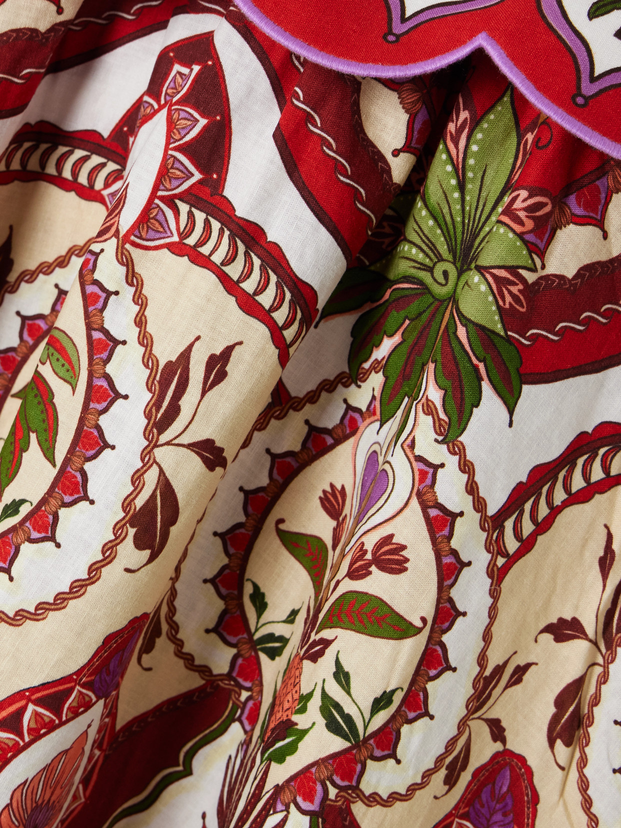 Odara Scalloped Printed Linen-Blend Midi