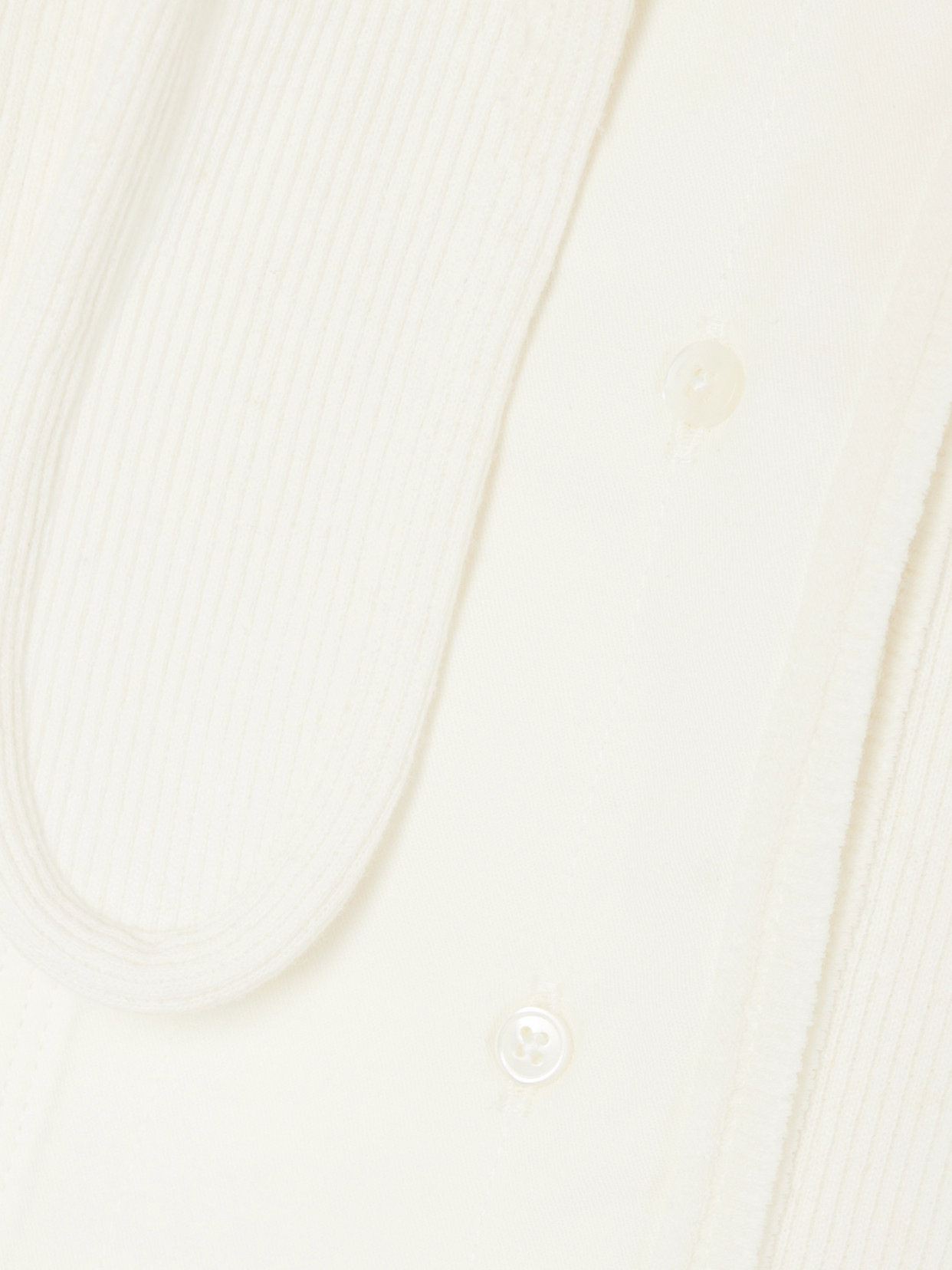 Lemaire Tie-neck Ribbed Stretch-cotton And Linen-blend Jersey Top In White