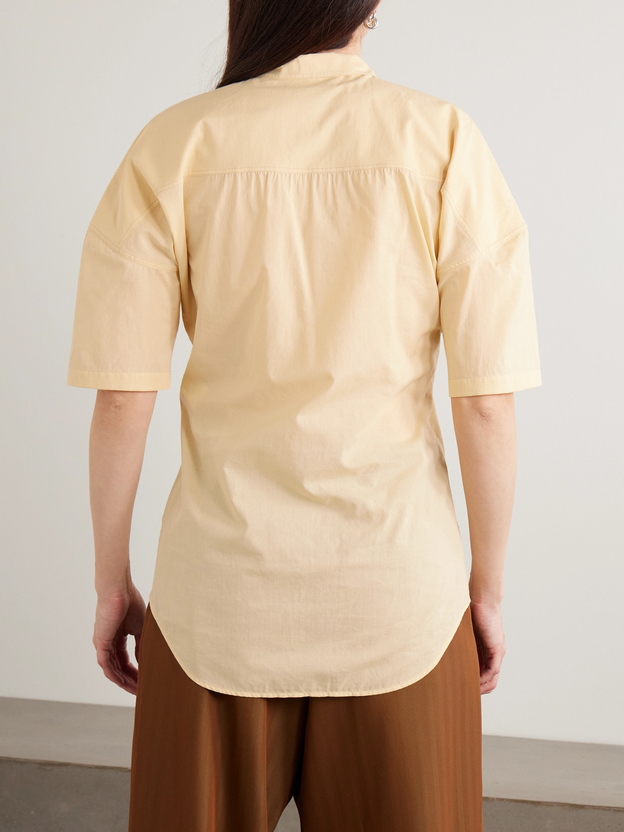 Tie-Neck Cotton-Muslin Shirt