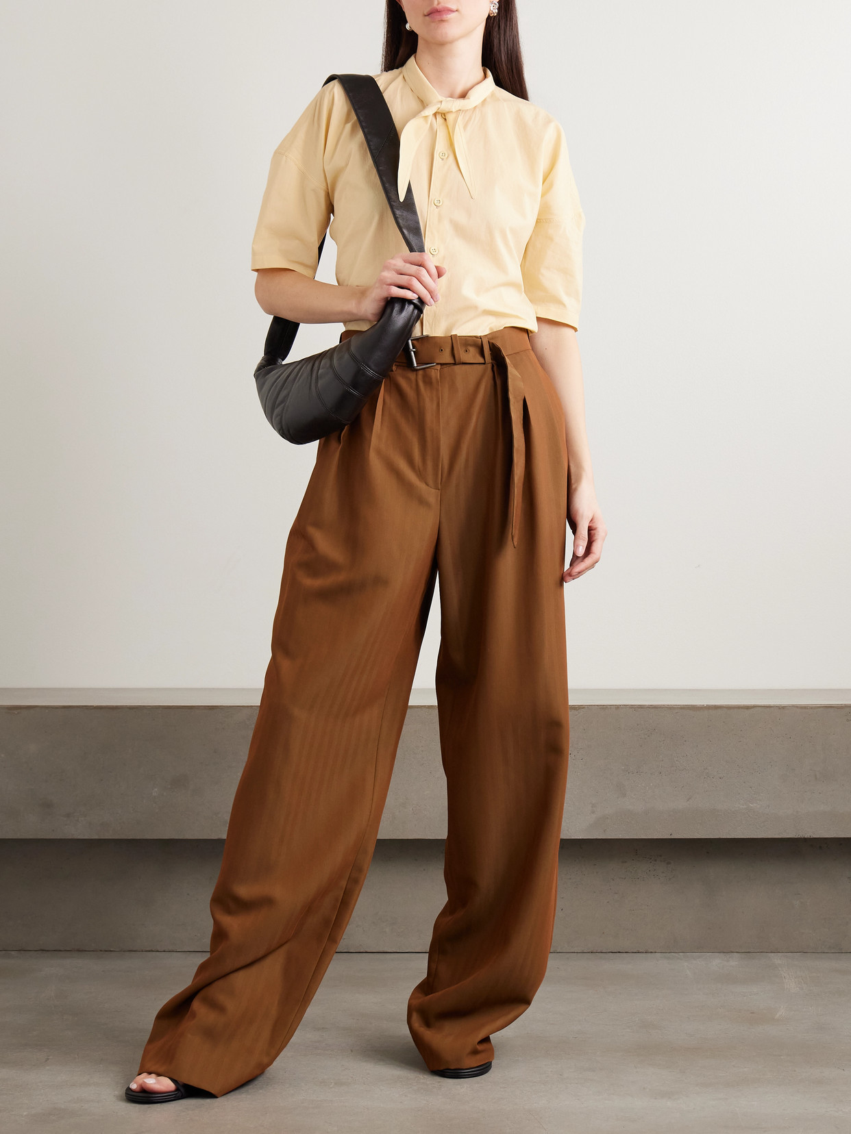 Tie-Neck Cotton-Muslin Shirt