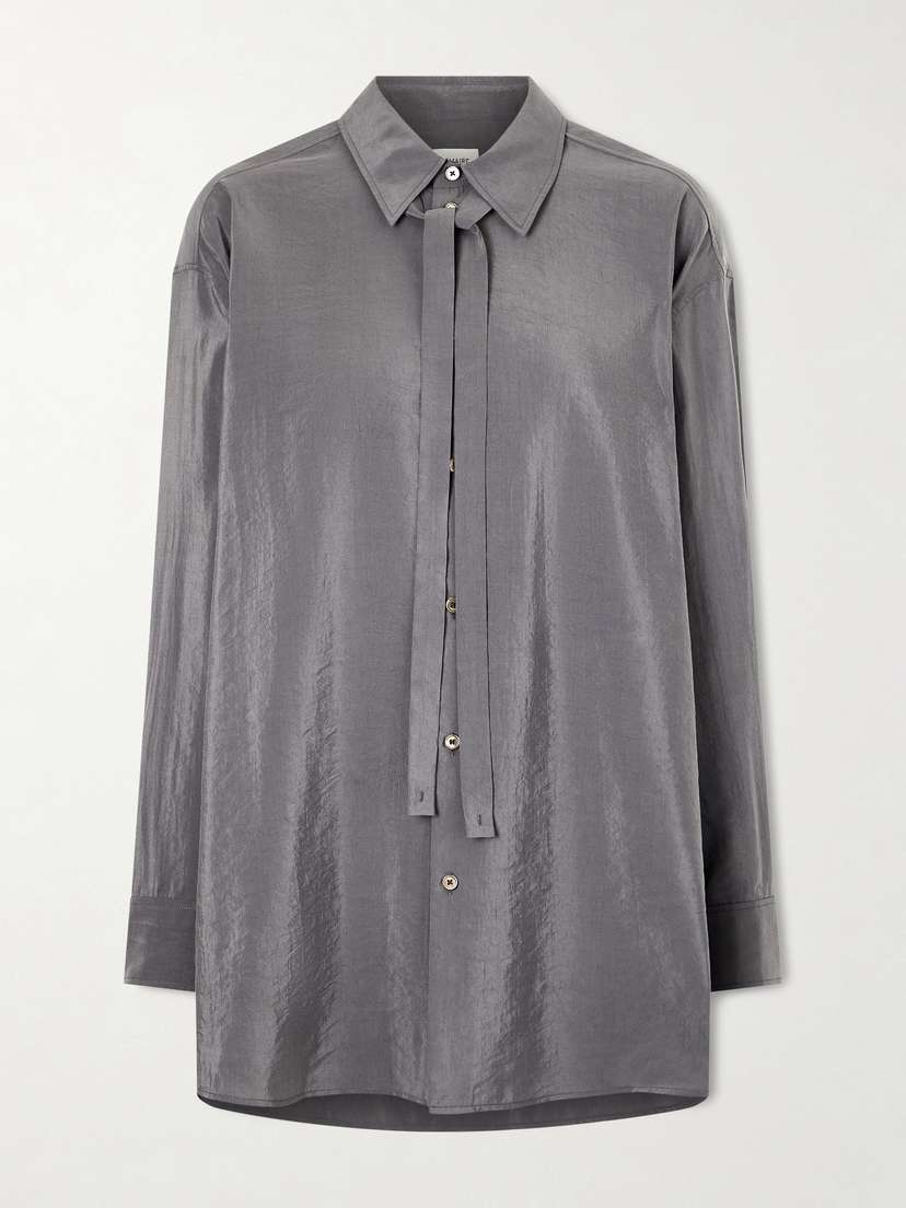 Lemaire Tie-detailed Crinkled Silk-blend Shirt