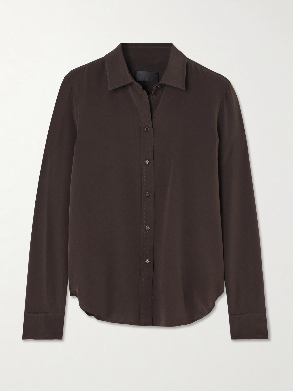 Nili Lotan Gaia Silk Crepe De Chine Shirt In Brown