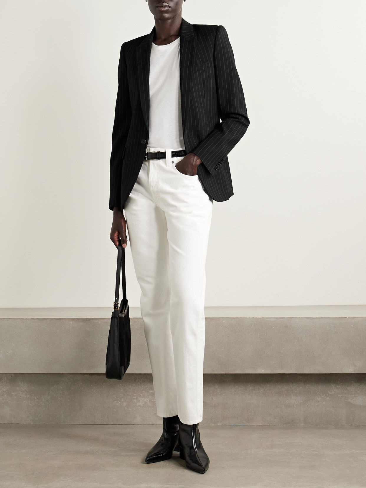 Nili Lotan Anabel Pinstriped Wool-blend Twill Blazer In Black