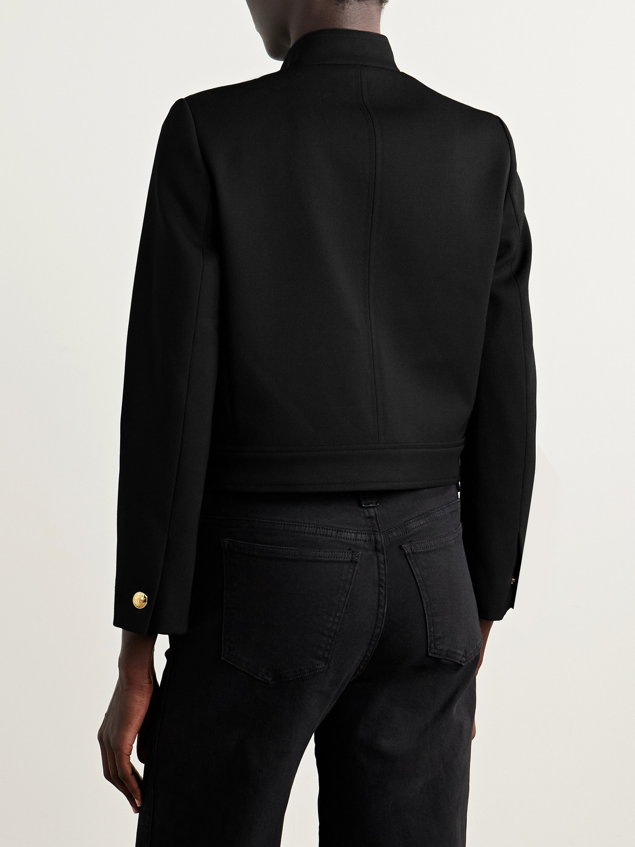 Nili Lotan Hadley Cropped Wool-twill Jacket In Black