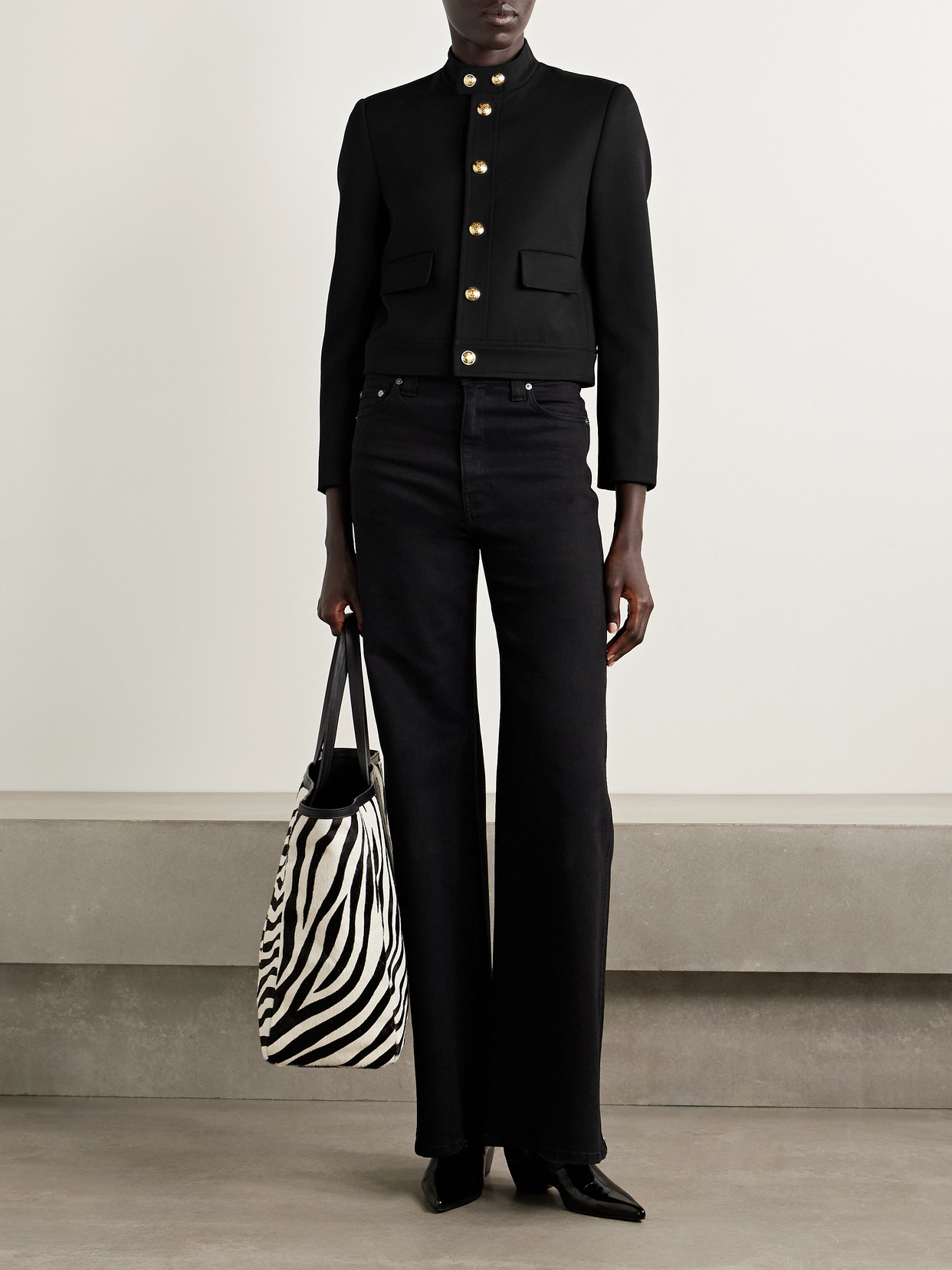 Nili Lotan Hadley Cropped Wool-twill Jacket In Black