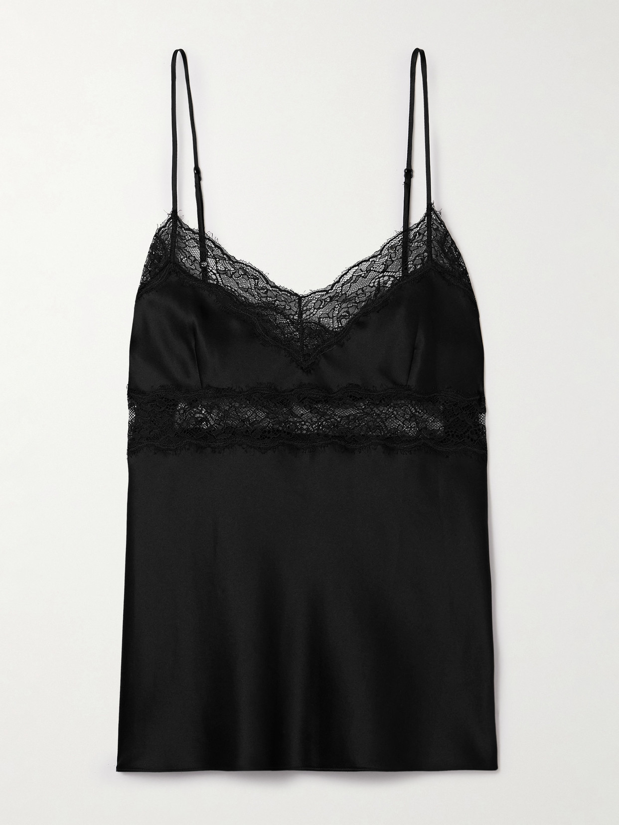 Nili Lotan Felicie Lace-trimmed Silk-charmeuse Camisole In Black