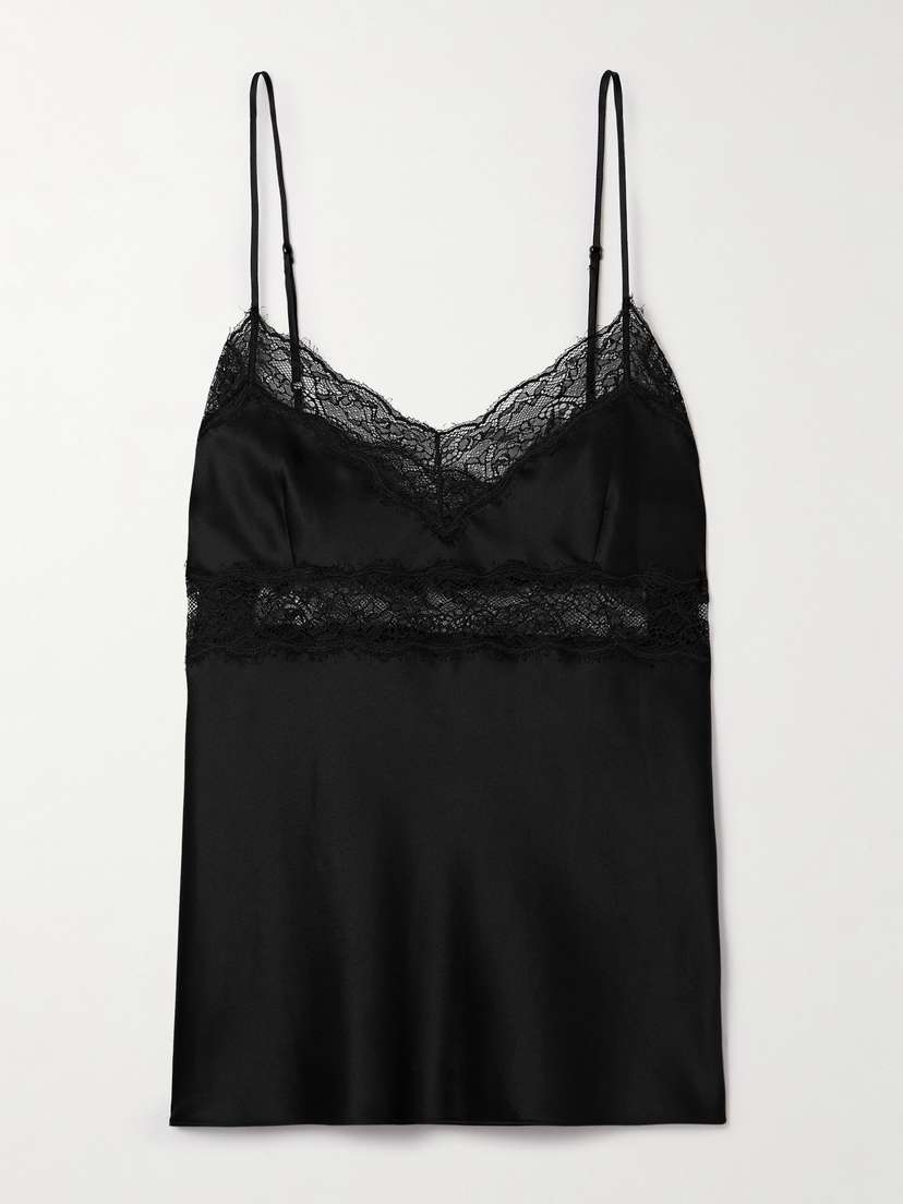Nili Lotan Felicie Lace-trimmed Silk-charmeuse Camisole