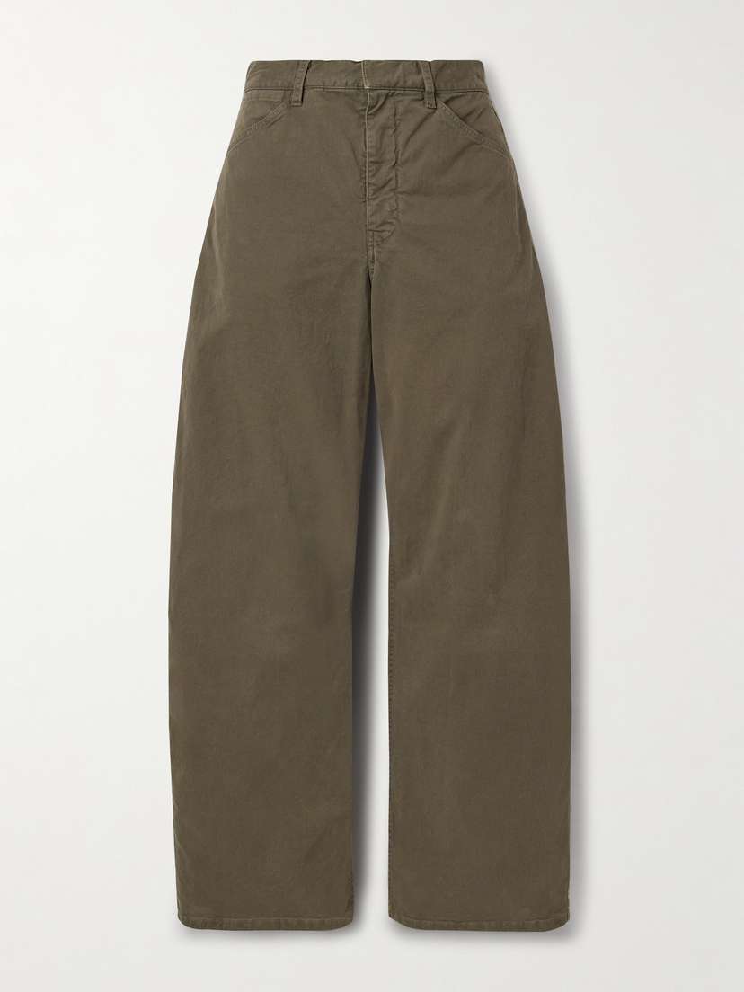 Nili Lotan Tribeca Brushed Cotton-blend Twill Barrel-leg Pants