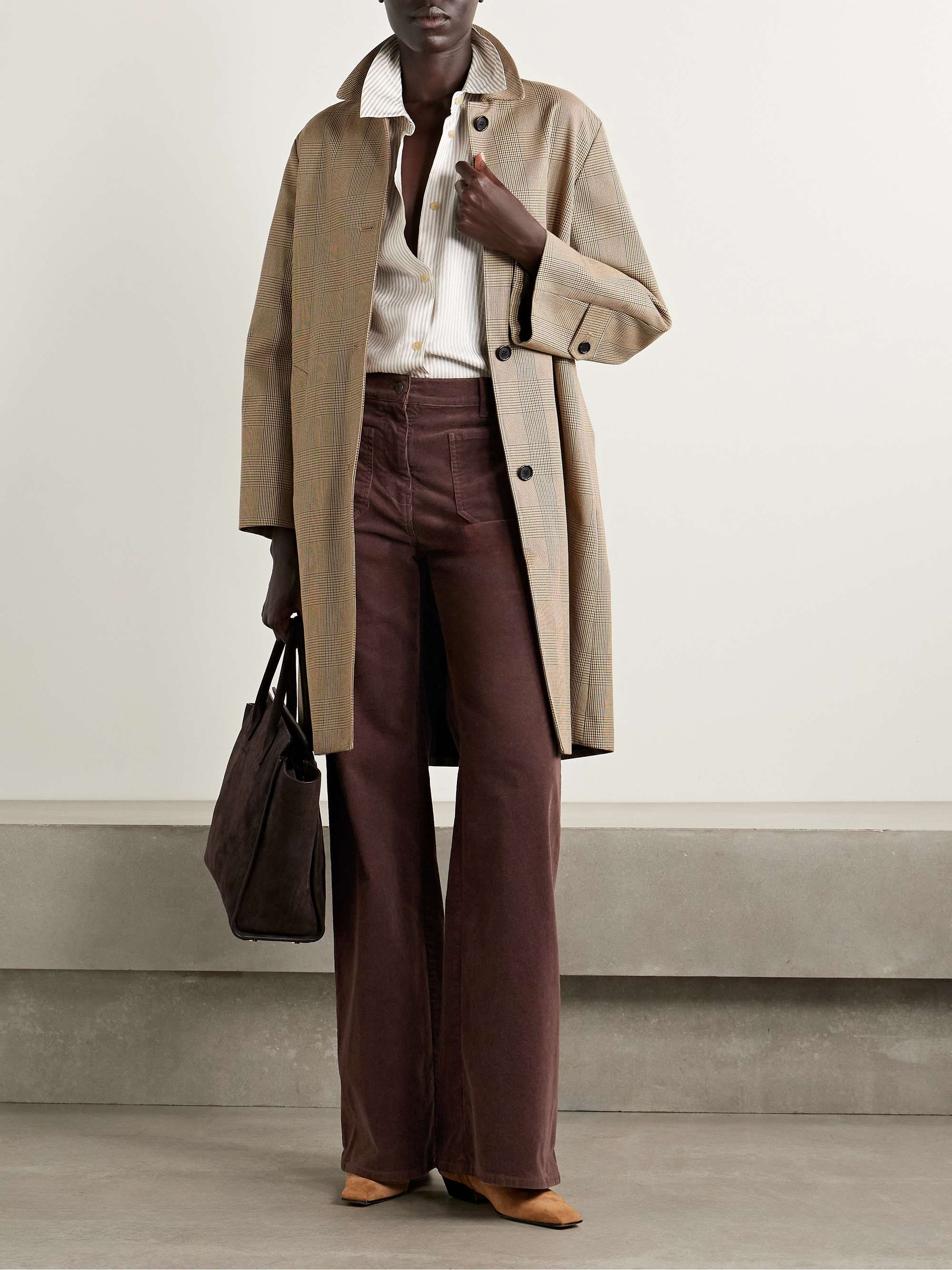 NILI LOTAN بنطال Florence بحواف واسعة من مزيج من المخمل المضلع القطني