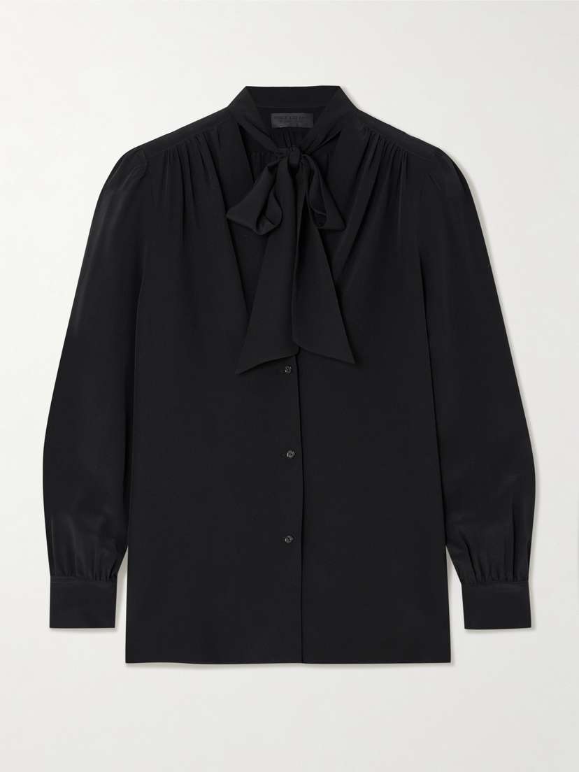 Nili Lotan Colt Pussy-bow Silk Crepe De Chine Blouse
