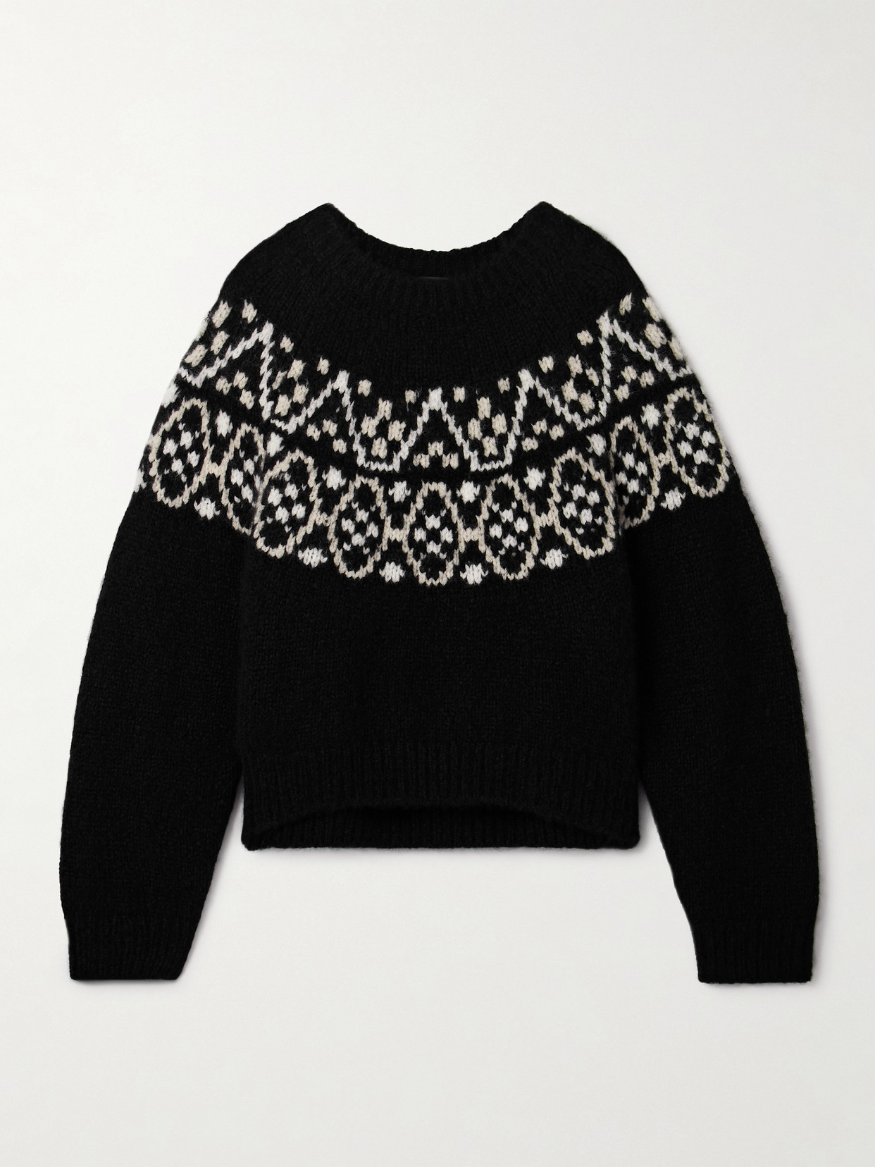 Nili Lotan Chrissy Fair Isle Jacquard-knit Cashmere And Silk-blend Sweater In Black