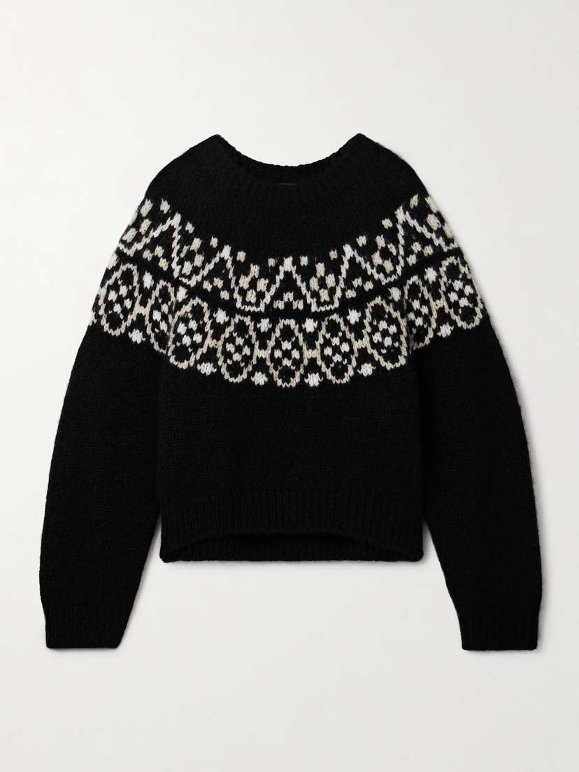 Nili Lotan Chrissy Fair Isle Jacquard-knit Cashmere And Silk-blend Sweater