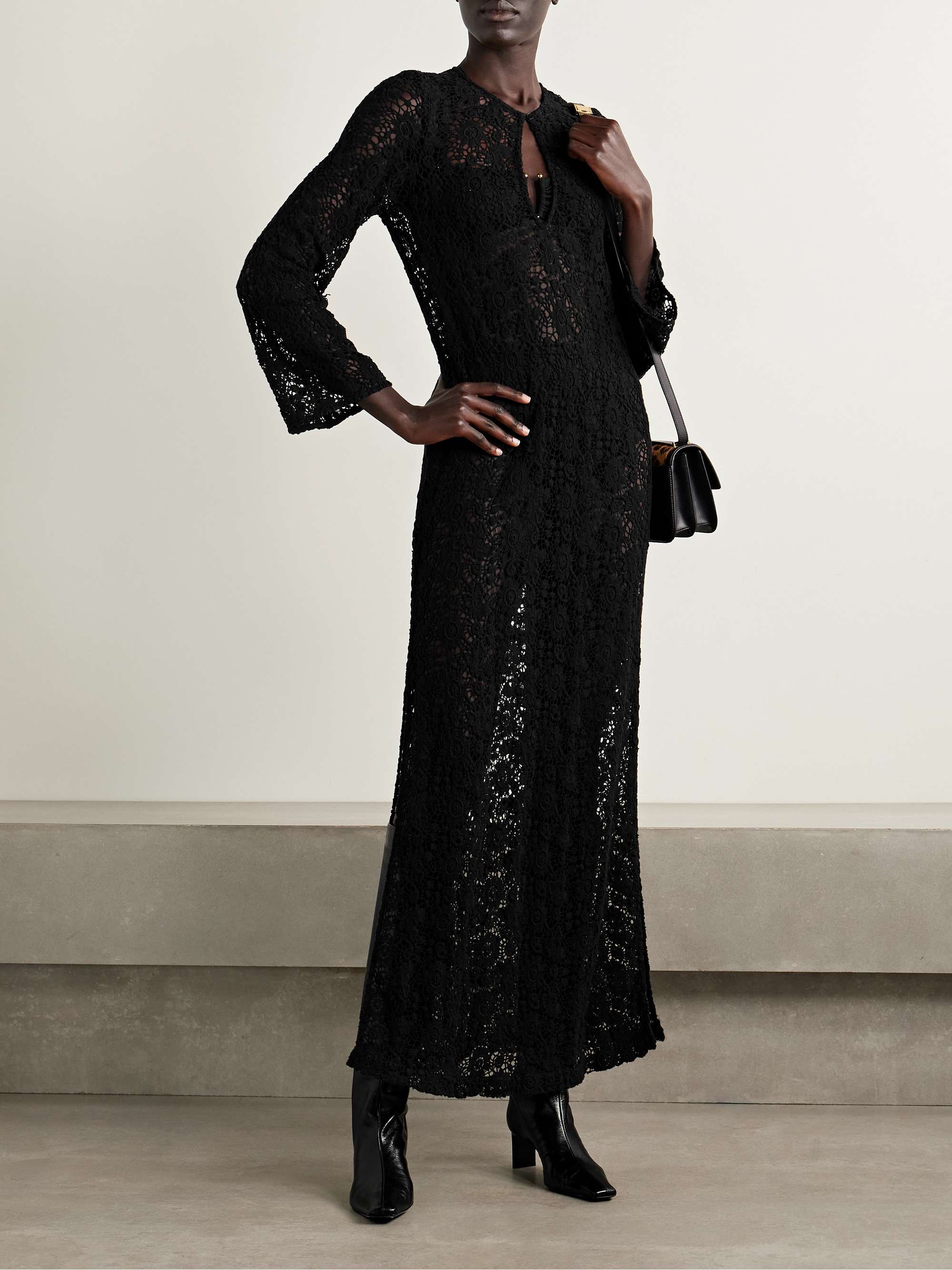 NILI LOTAN Della cotton corded lace maxi dress