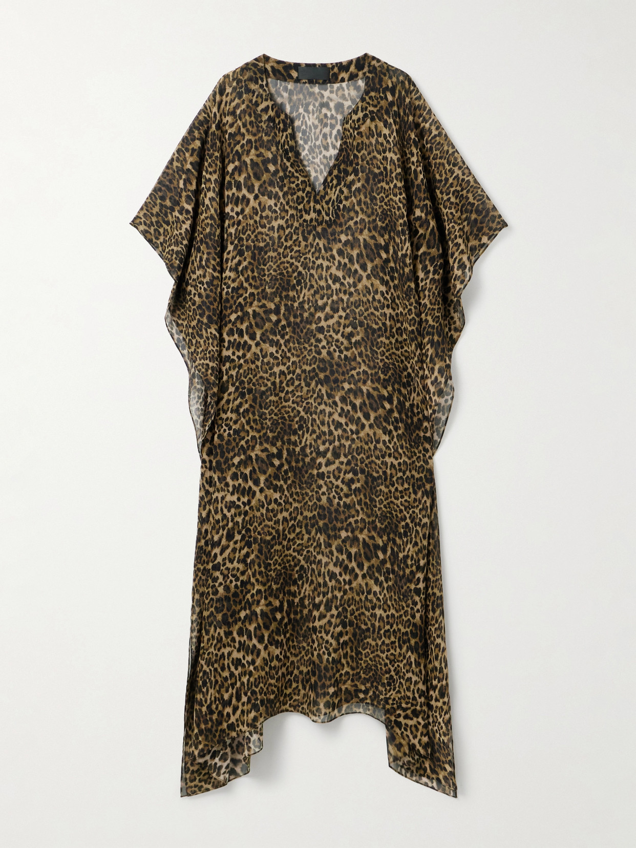 Nili Lotan Erica Leopard-print Silk Crepe De Chine Kaftan In Green