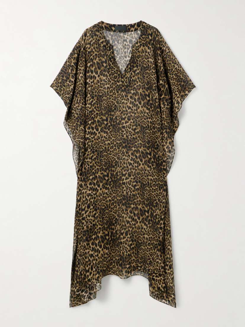 Nili Lotan Erica Leopard-print Silk Crepe De Chine Kaftan