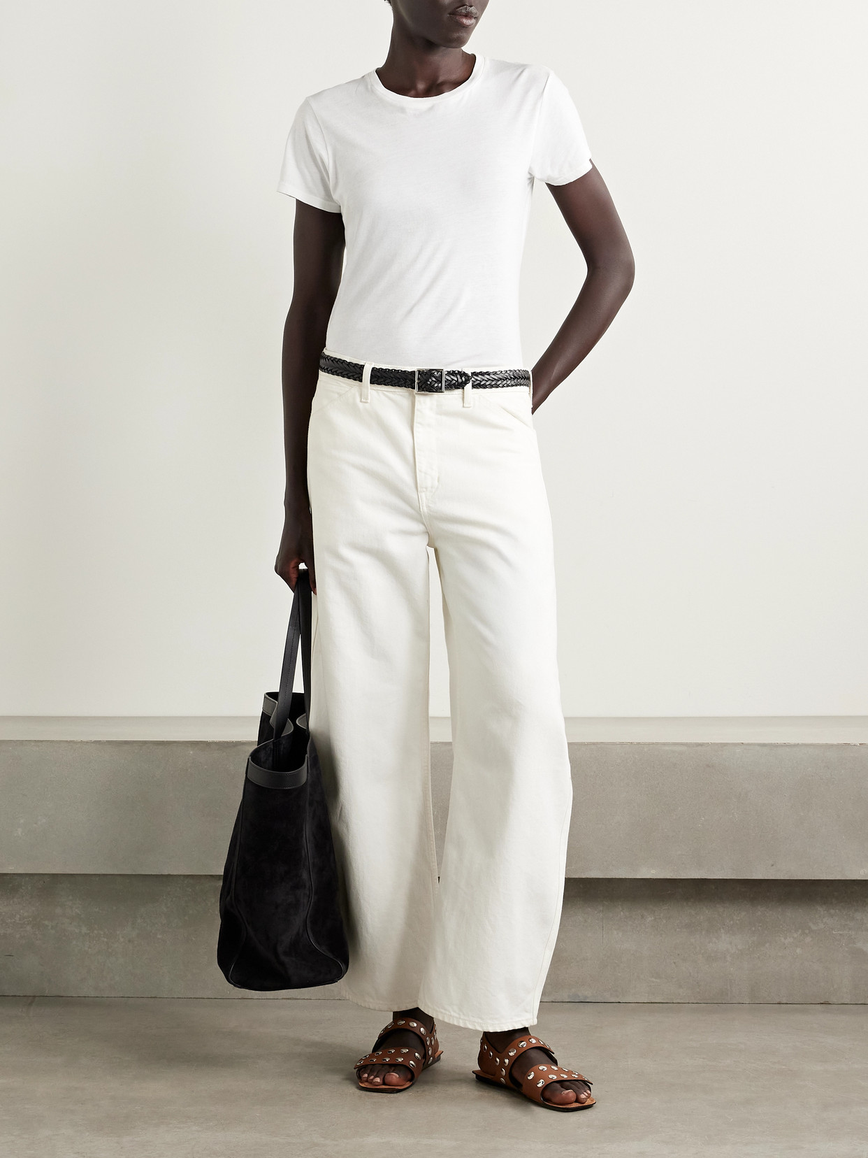 Nili Lotan Lana Cotton-jersey T-shirt In Neutral