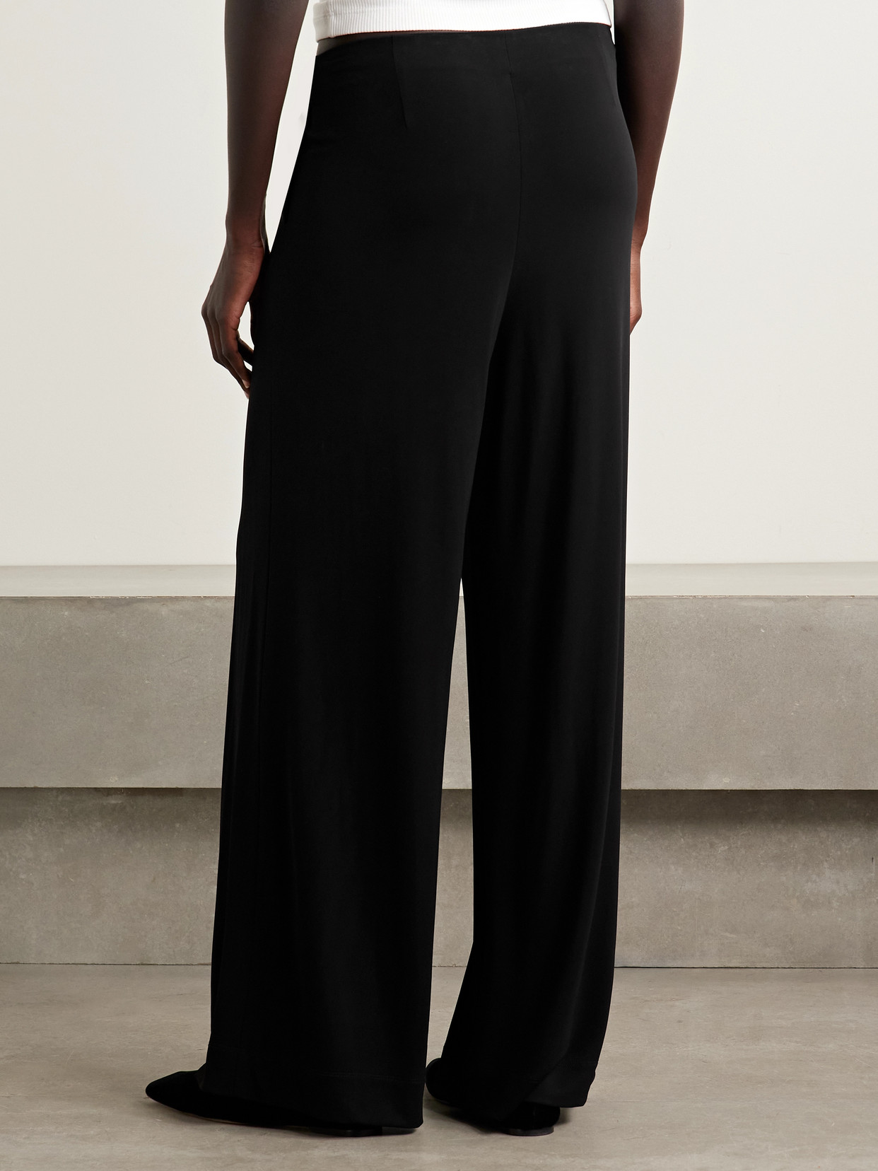 Nili Lotan Adriel Stretch-jersey Wide-leg Pants In Black