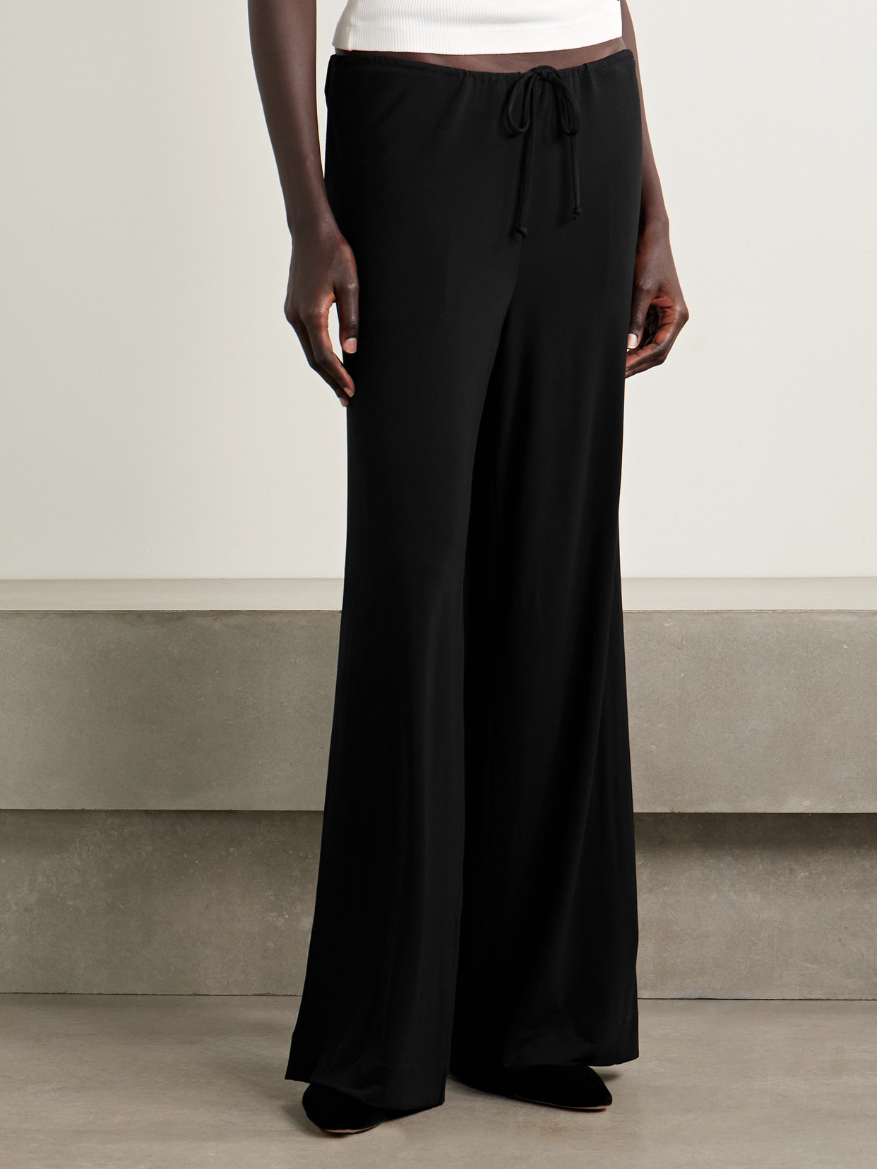 Nili Lotan Adriel Stretch-jersey Wide-leg Pants In Black