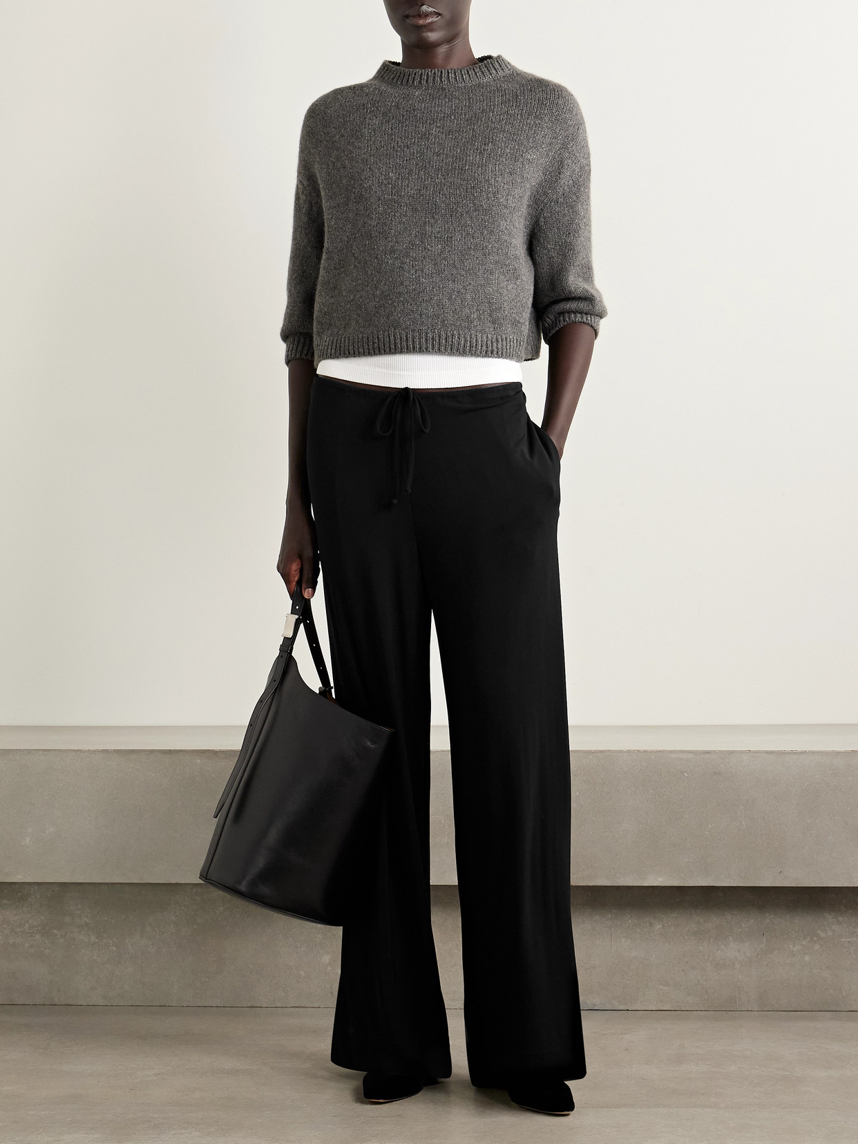 Nili Lotan Adriel Stretch-jersey Wide-leg Pants In Black