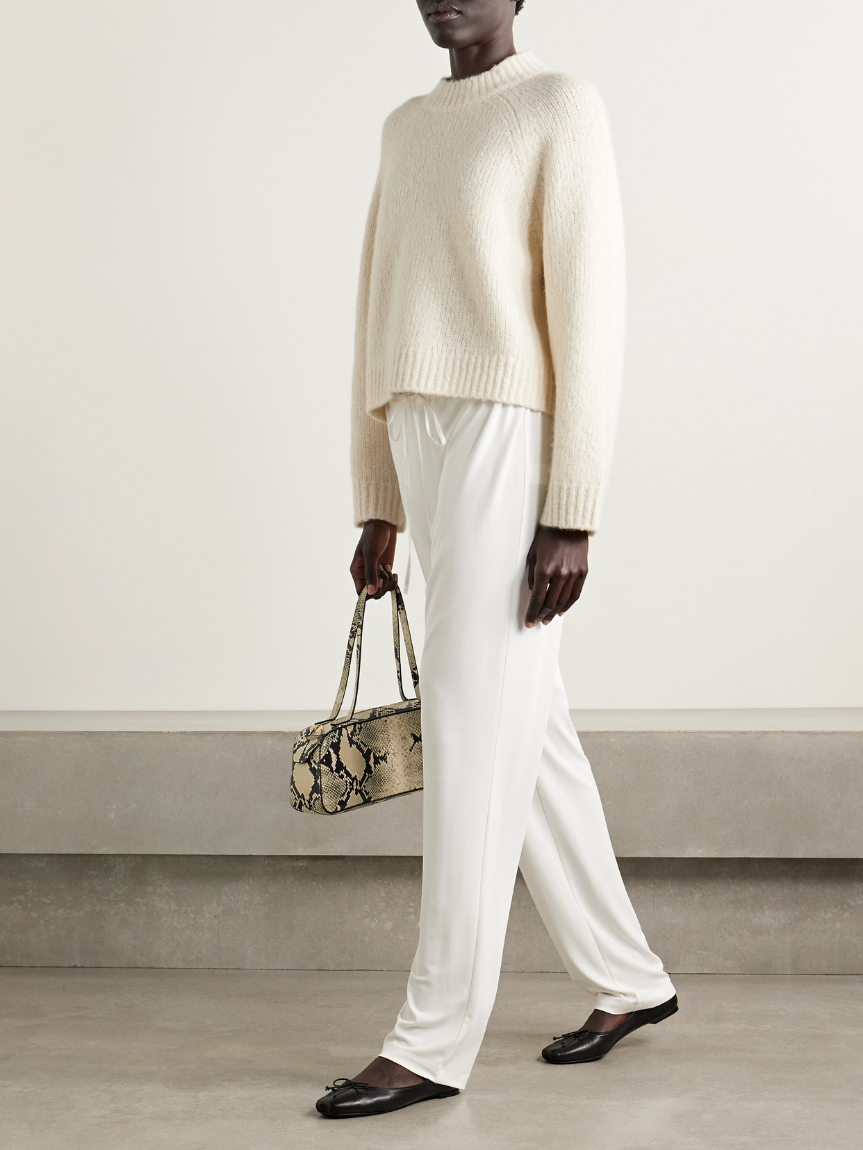 Nili Lotan Tomaso Cashmere And Silk-blend Sweater In Neutral
