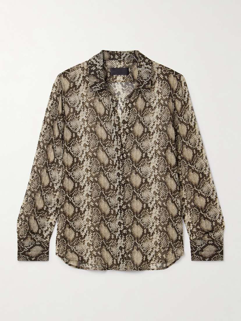 Nili Lotan Gaia Snake-print Silk Crepe De Chine Shirt