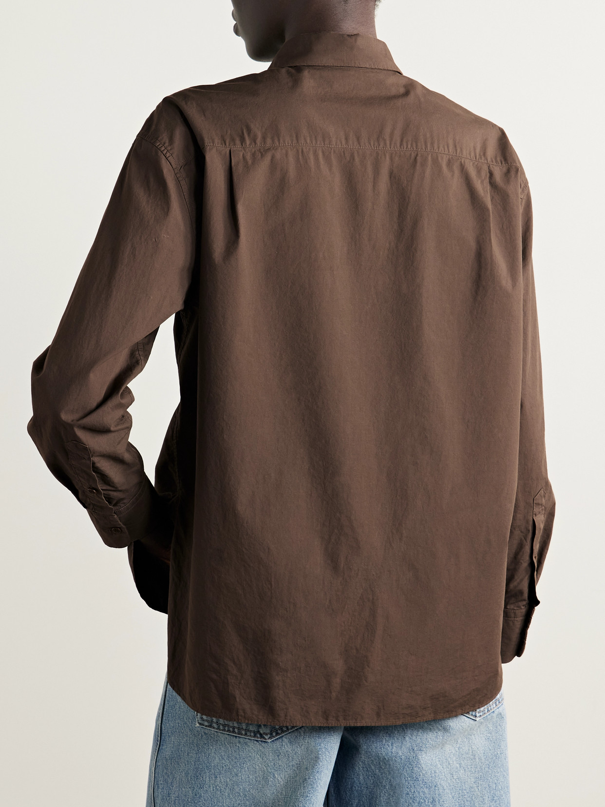 Nili Lotan Amante Cotton-poplin Shirt In Brown