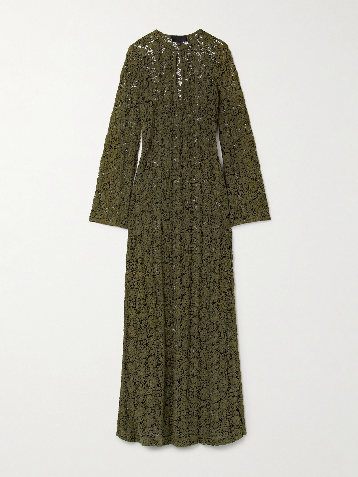 Nili Lotan Della Crocheted Cotton Maxi Dress In Green