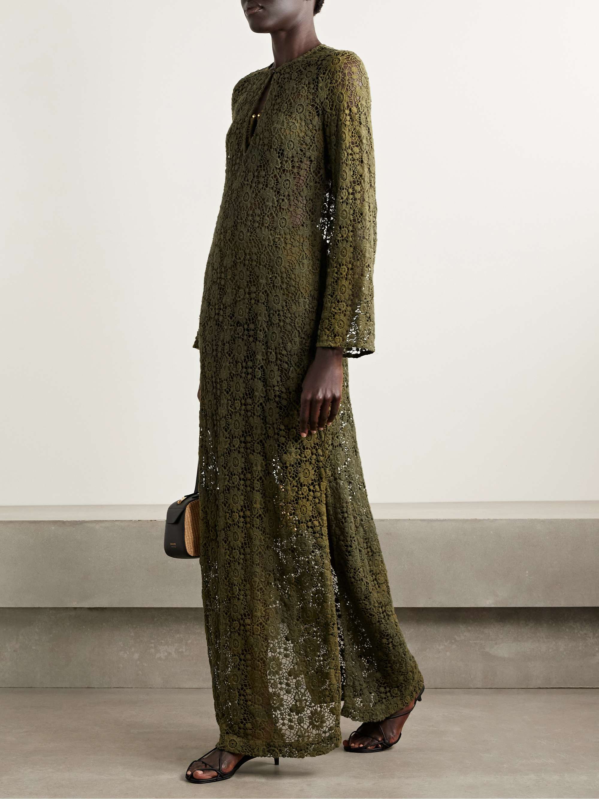 NILI LOTAN Della cotton corded lace maxi dress