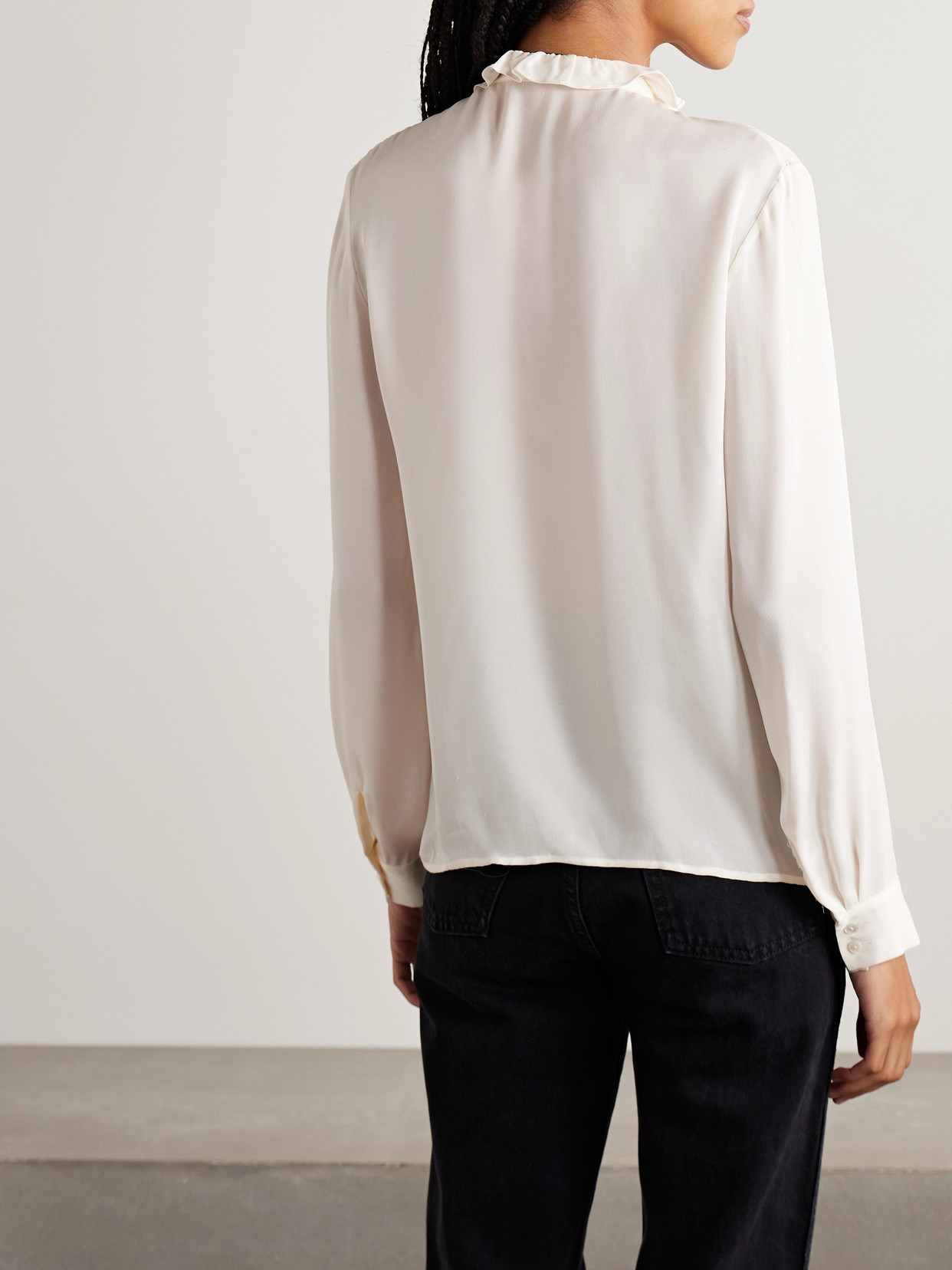 Nili Lotan Lily Ruffled Silk-chiffon Blouse In Neutral