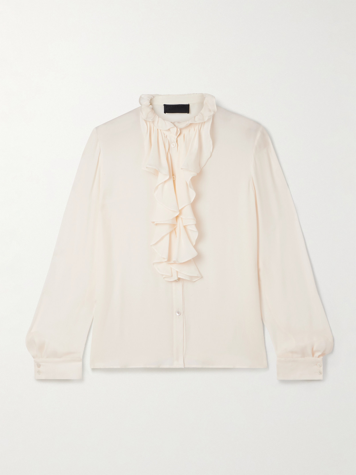 Nili Lotan Lily Ruffled Silk-chiffon Blouse In Neutral