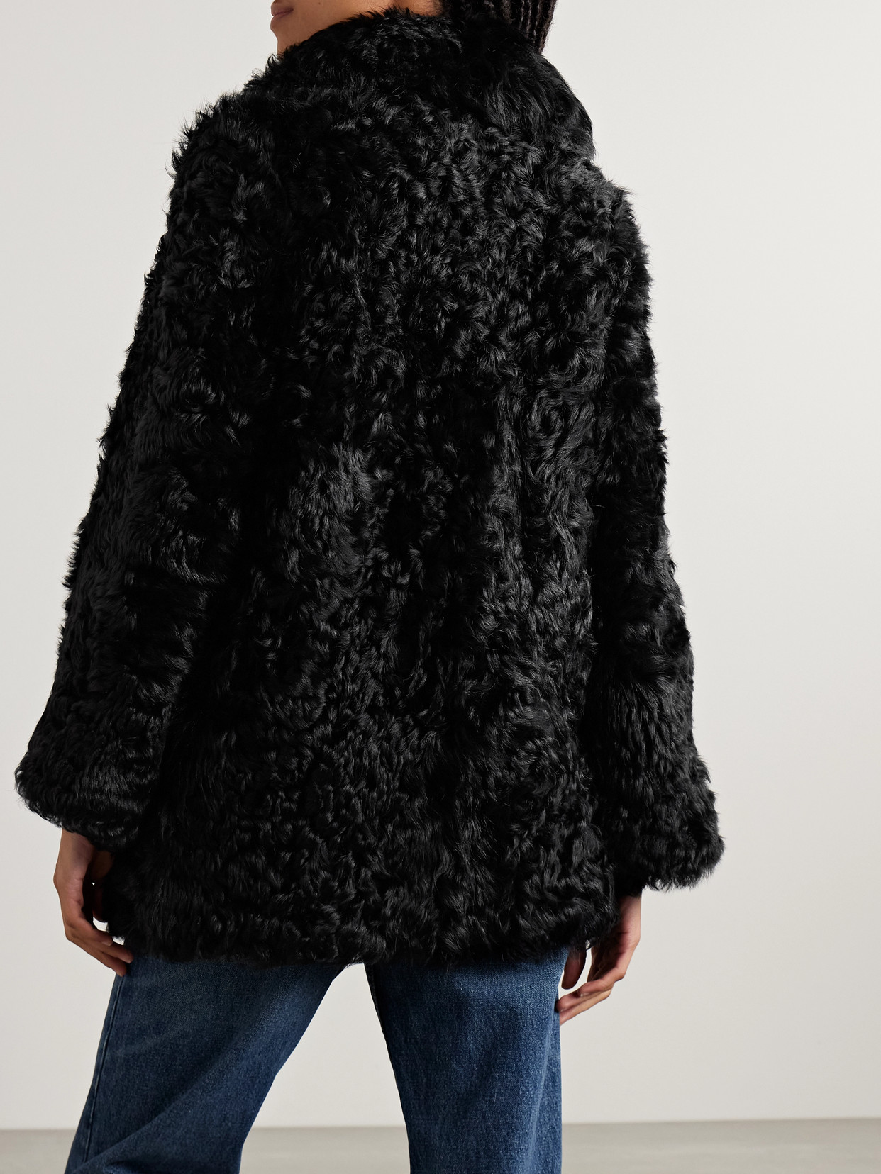 Nili Lotan Josie Shearling Coat In Black
