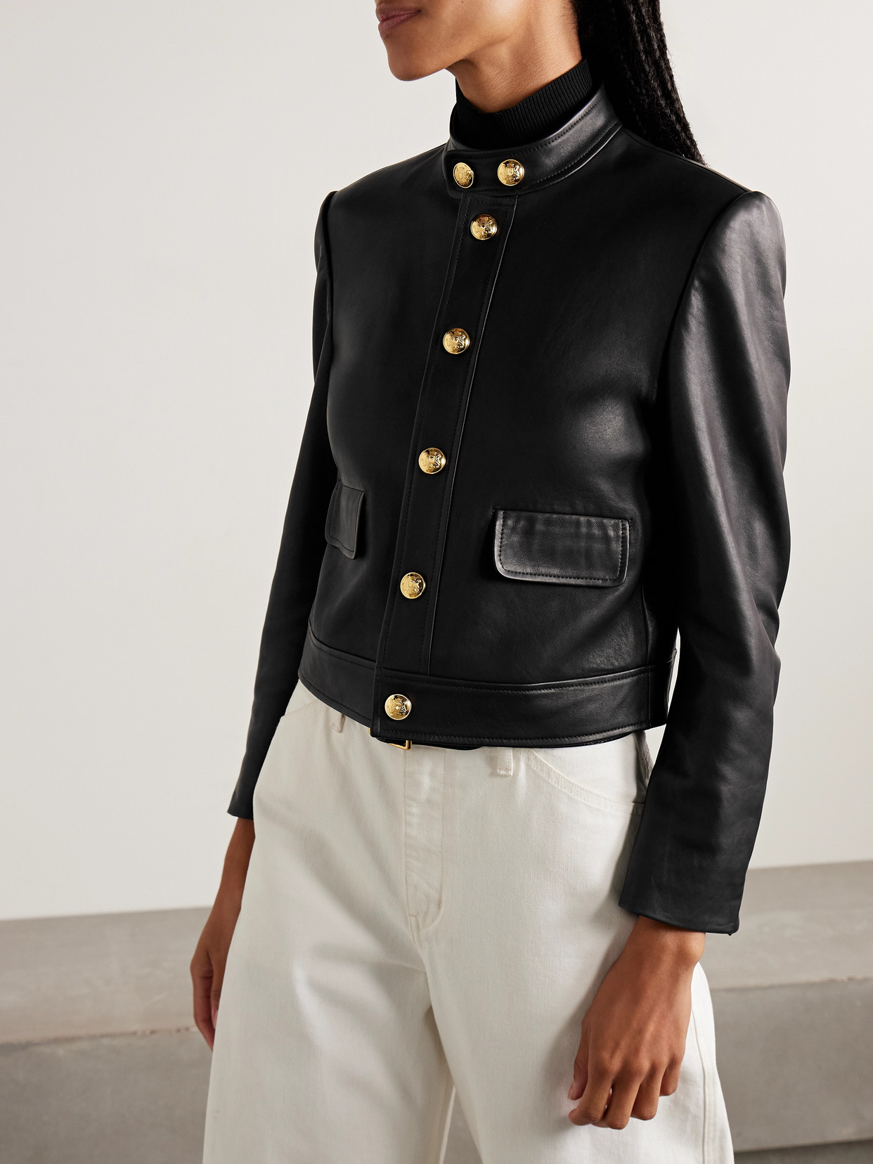 Nili Lotan Hadley Leather Cropped Jacket In Black