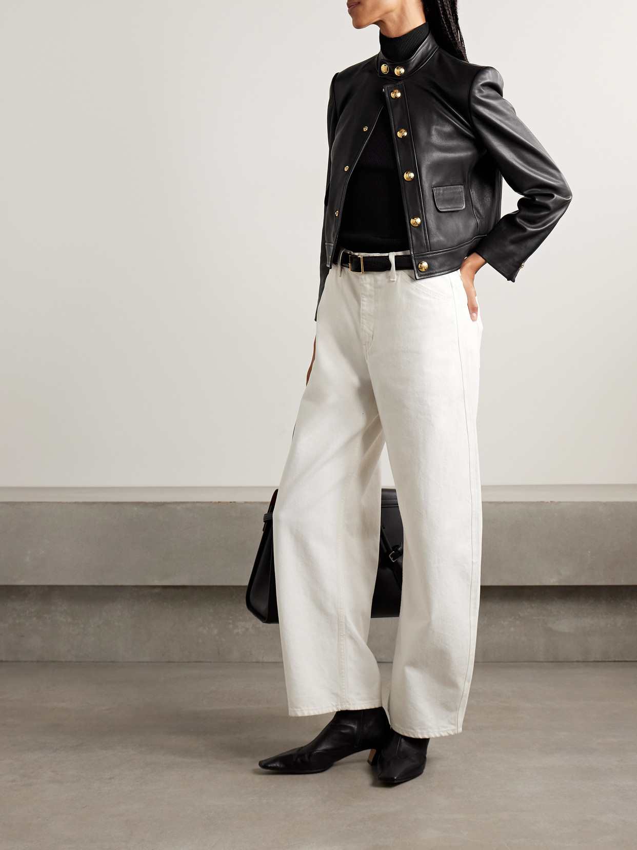 Nili Lotan Hadley Leather Cropped Jacket In Black