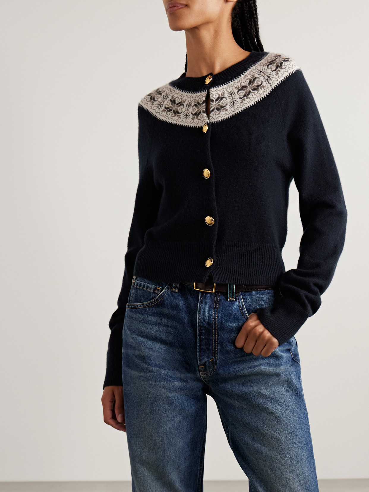 Nili Lotan Josefa Fair Isle Cashmere Cardigan In Blue