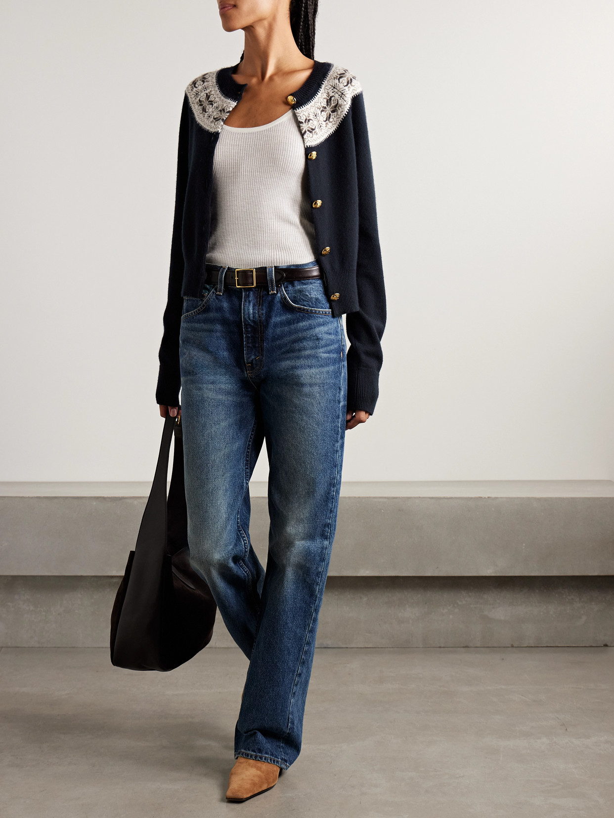 Nili Lotan Josefa Fair Isle Cashmere Cardigan In Blue