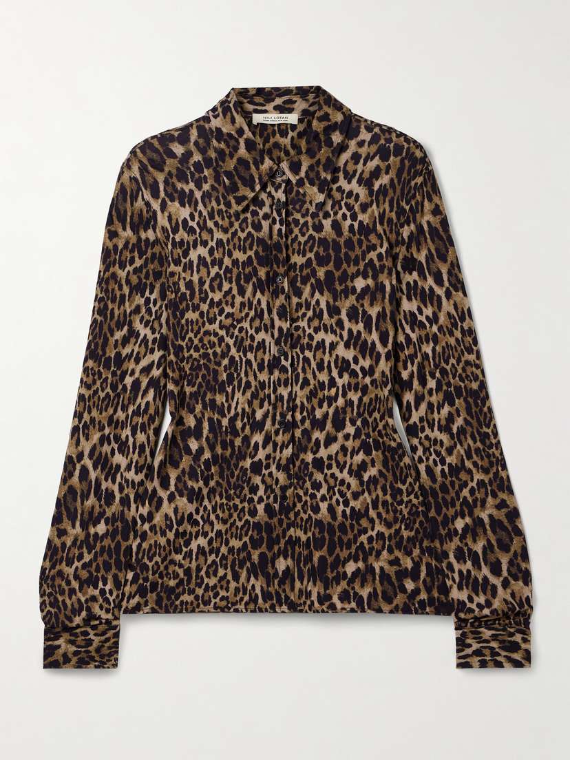 Nili Lotan Celestine Leopard-print Crepe Shirt
