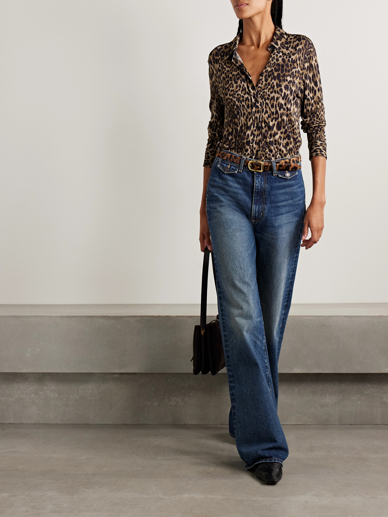 Nili Lotan Celestine Leopard-print Crepe Shirt In Multi