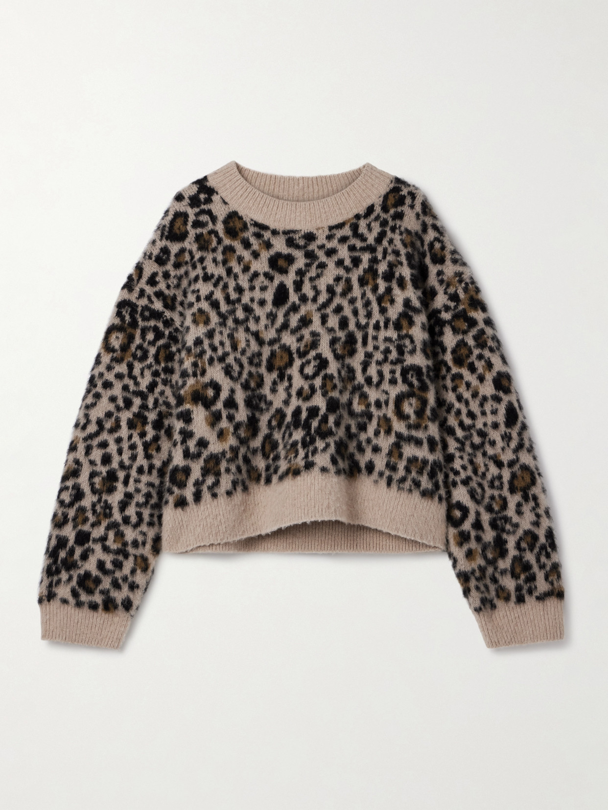 Nili Lotan Zamira Leopard-jacquard Cashmere And Silk-blend Sweater In Brown