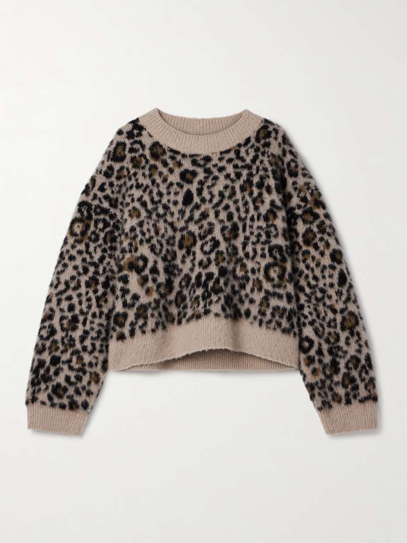 Nili Lotan Zamira Leopard-jacquard Cashmere And Silk-blend Sweater