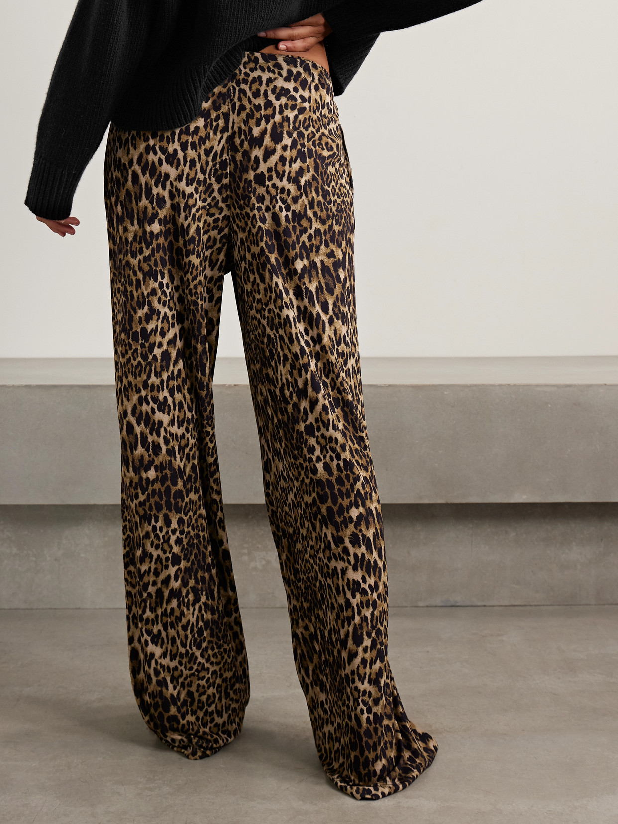 Nili Lotan Adriel Leopard-print Crepe De Chine Wide-leg Pants In Animal Print