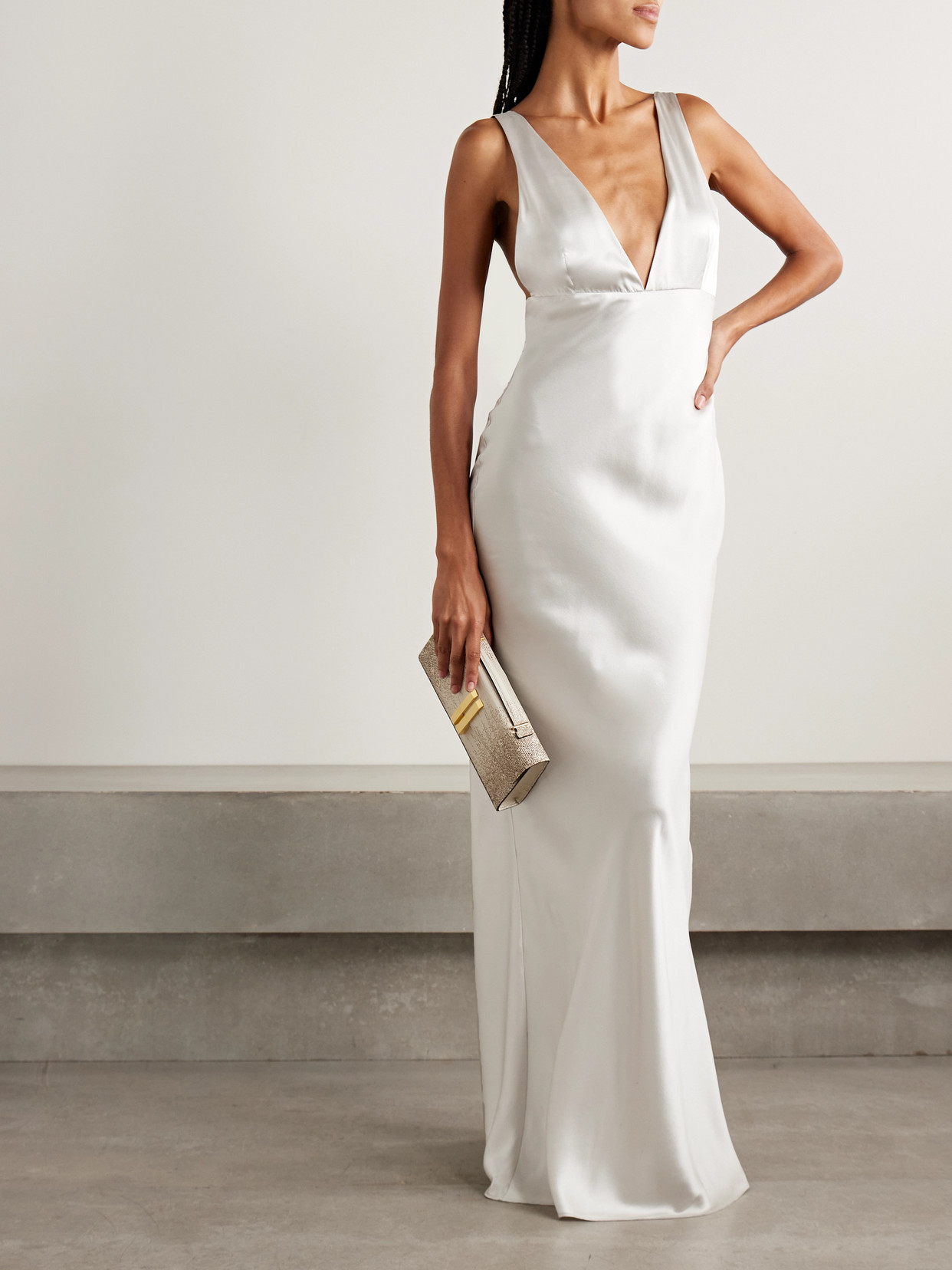 Nili Lotan Bionca Silk-charmeuse Gown In White