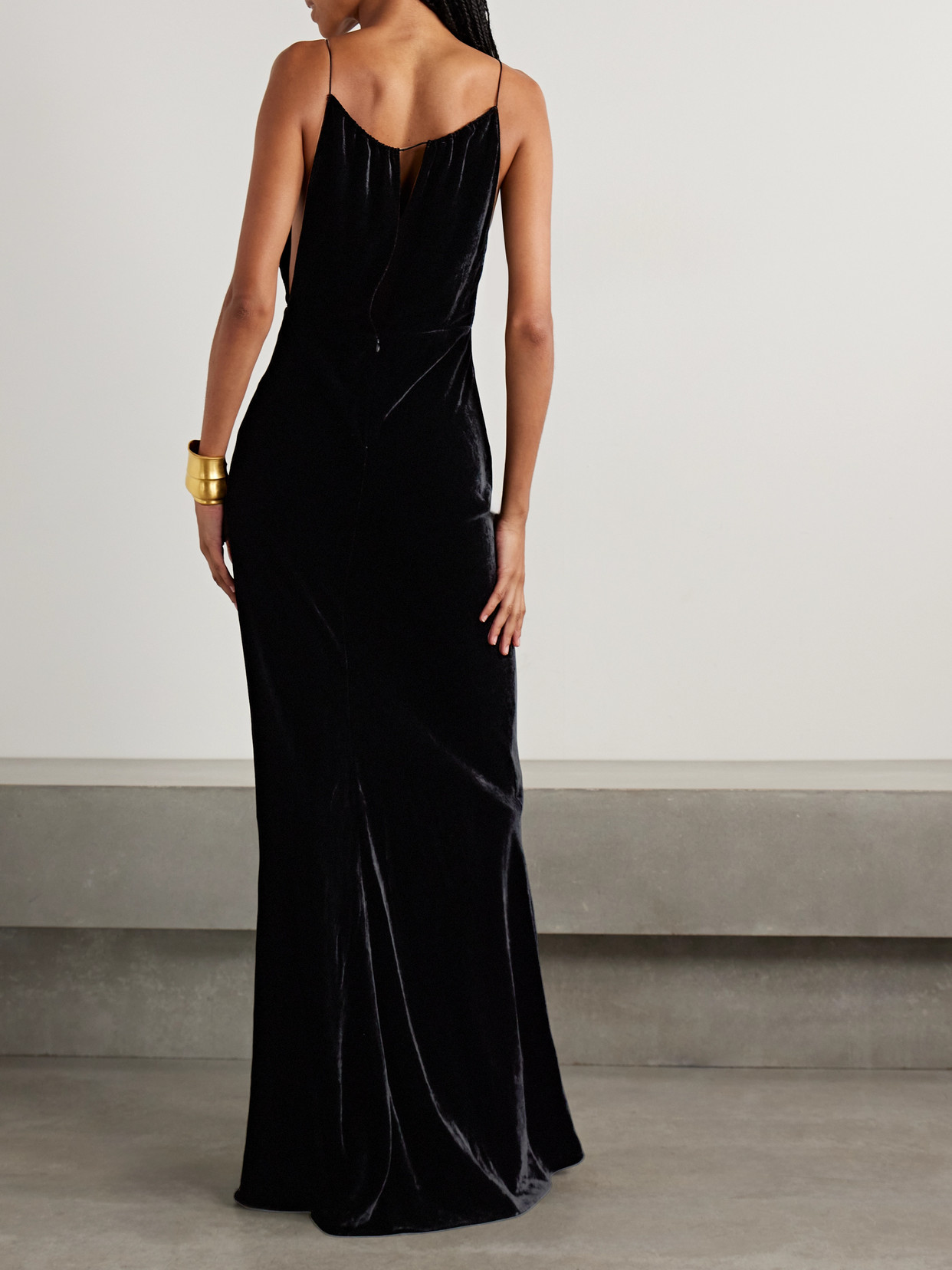 Nili Lotan Maxime Cutout Velvet Maxi Dress In Black