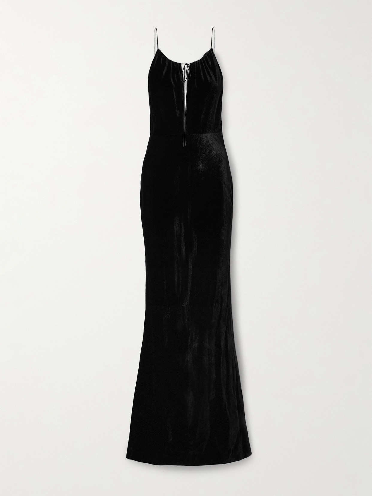 Nili Lotan Maxime Cutout Velvet Maxi Dress In Black
