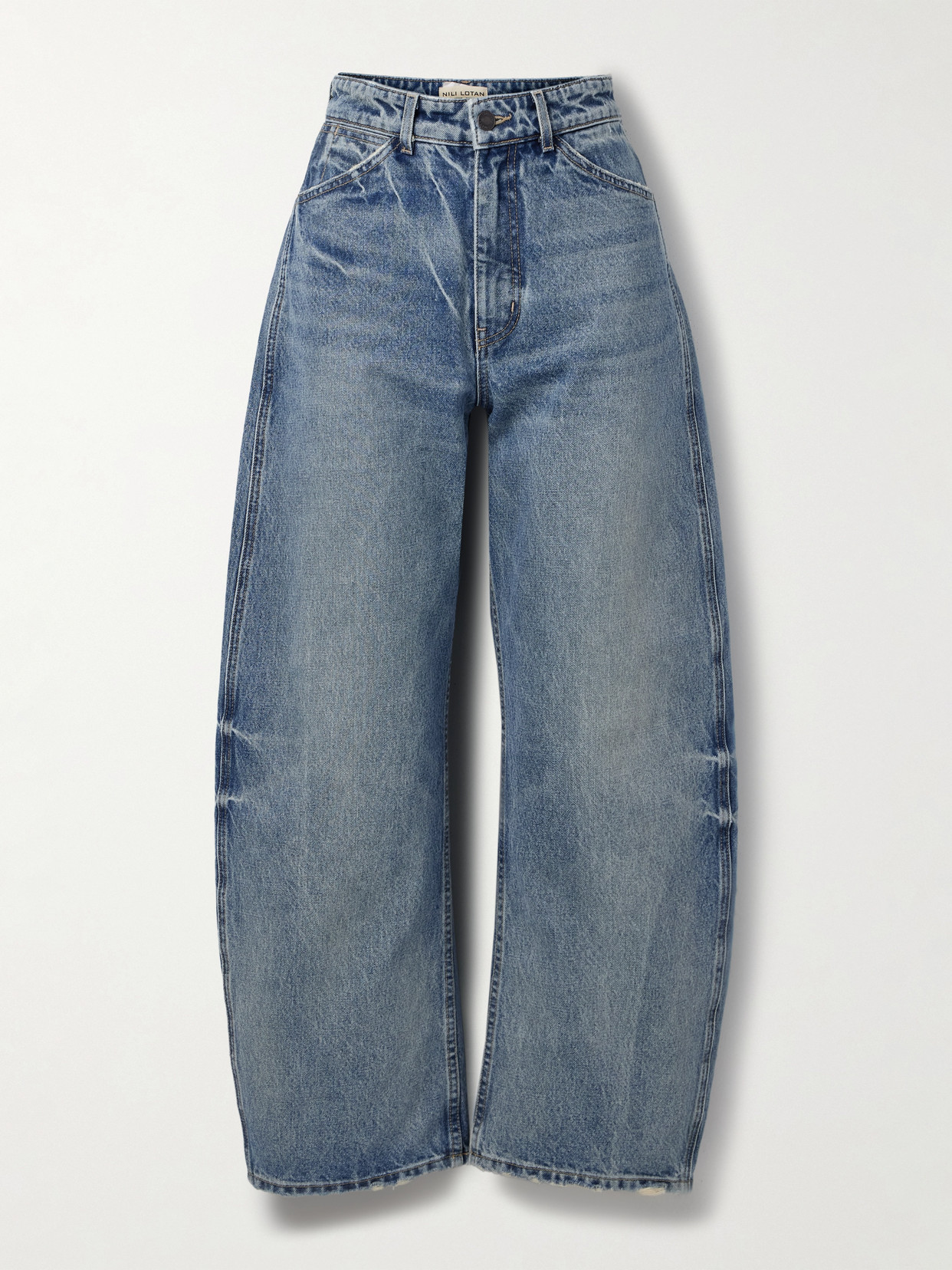 Nili Lotan Otis Mid-rise Barrel-leg Jeans In Blue