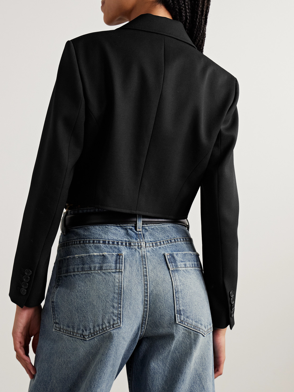 Nili Lotan Belino Cropped Wool-twill Blazer In Black