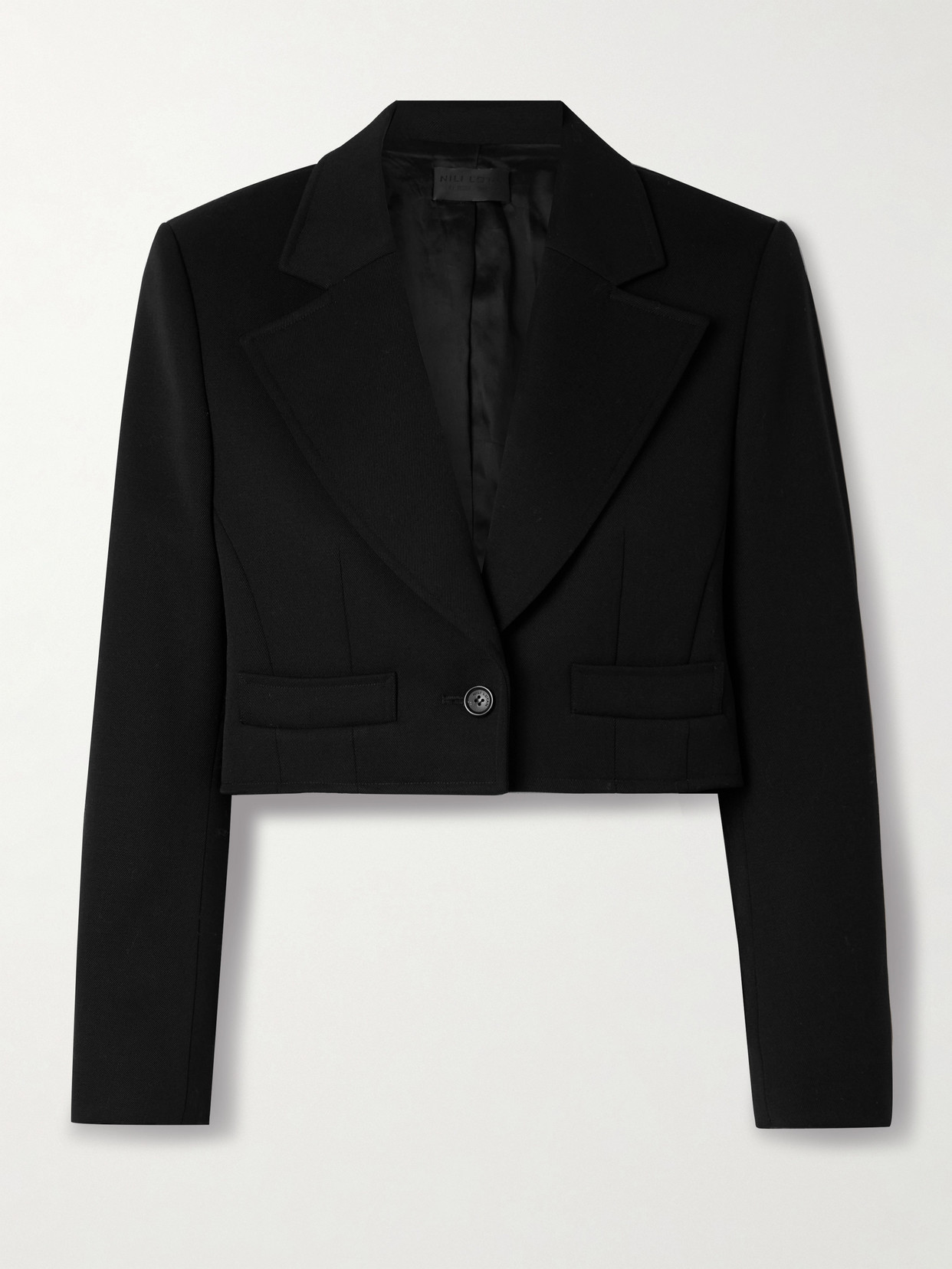 Nili Lotan Belino Cropped Wool-twill Blazer In Black