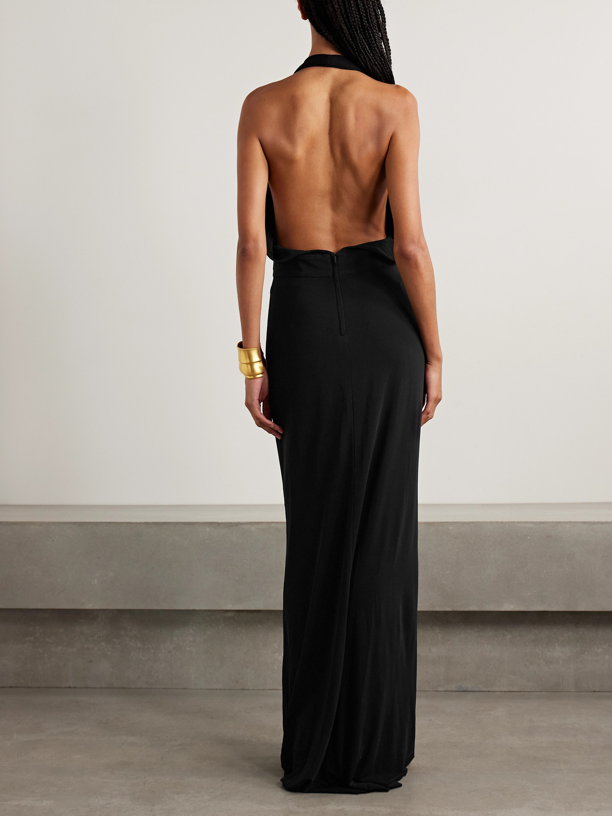 Nili Lotan Lita Convertible Jersey Halterneck Gown In Black