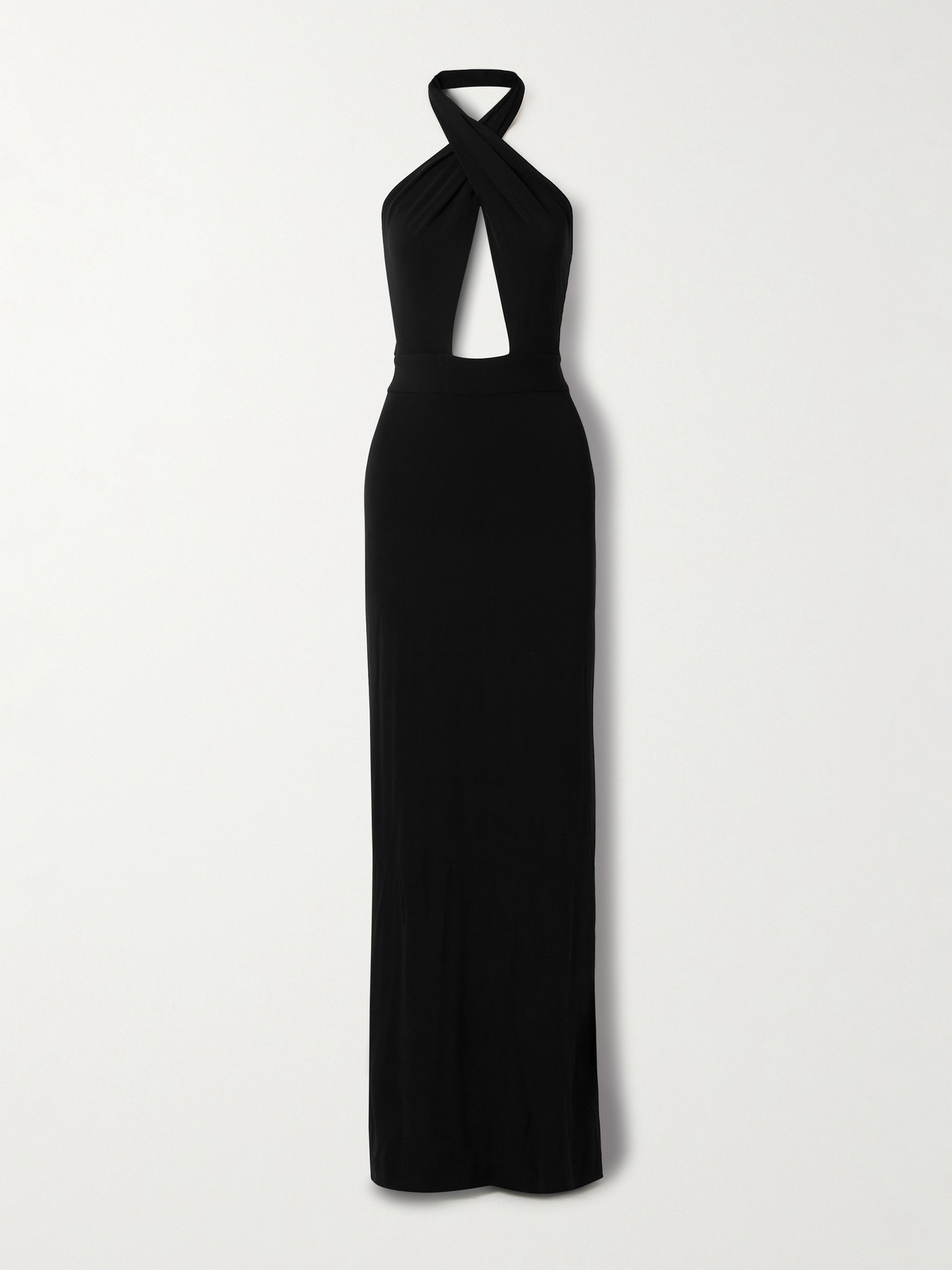 Nili Lotan Lita Convertible Jersey Halterneck Gown In Black