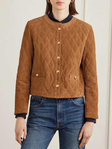 Nili Lotan Amy quilted suede jacket