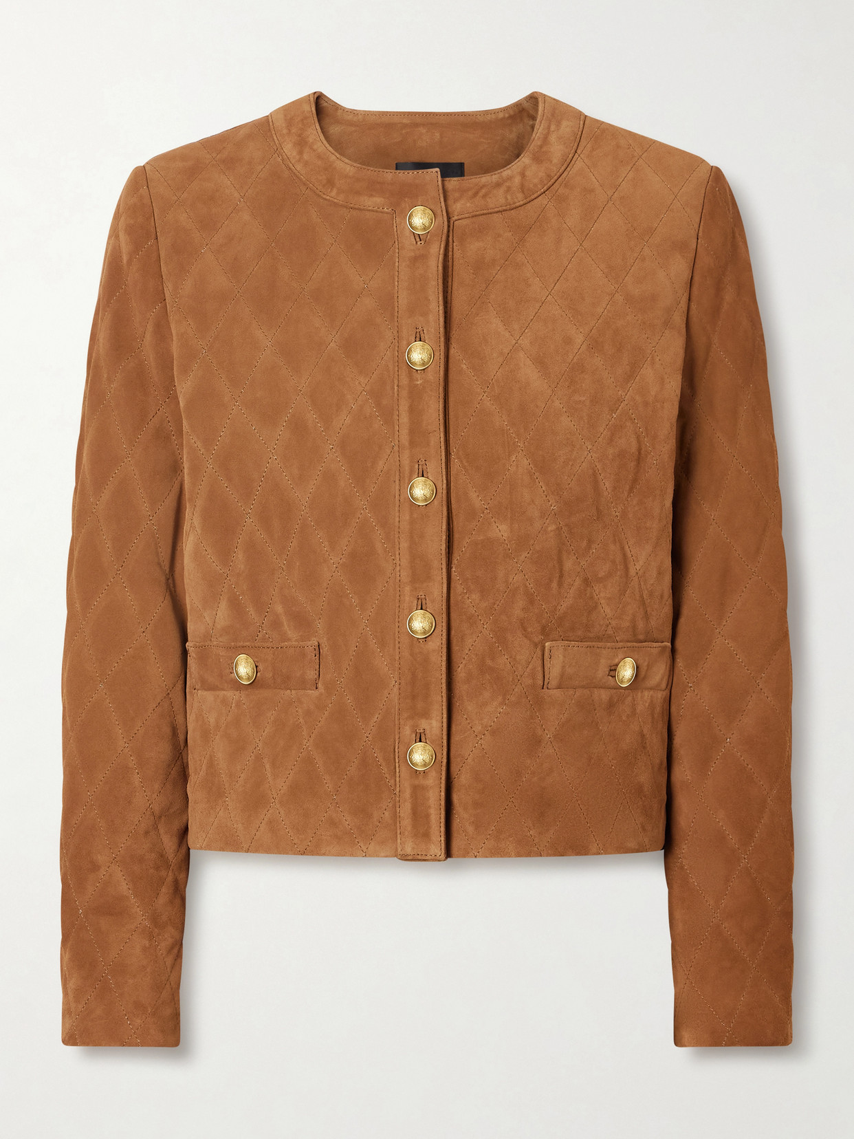 Nili Lotan - Amy Quilted Suede Jacket - Camel
